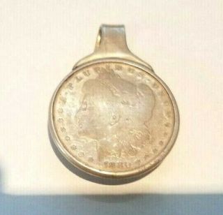 Antique Sterling Silver 1880 Morgan Silver Dollar Coin Vintage Money Clip