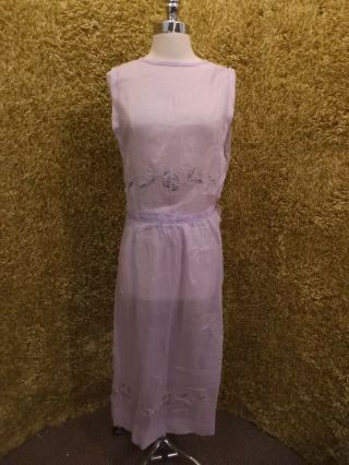 Vtg Antique Early 1900s Hand Sewn Embroidered Sheer Cotton Pinafore Apron Dress