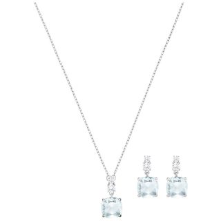 Swarovski Crystal Vintage Necklace & Earrings Set,  Blue,  Rhodium Plating 5416514