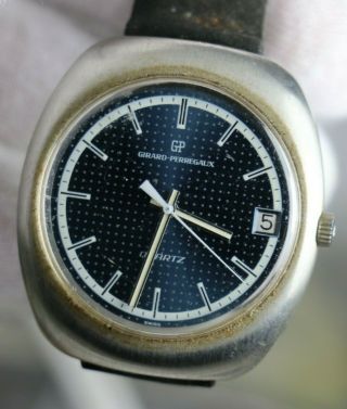 Vintage Girard - Perregaux Quartz Rare Dial 9444hr Mens S/s Wristwatch Circa 1970s