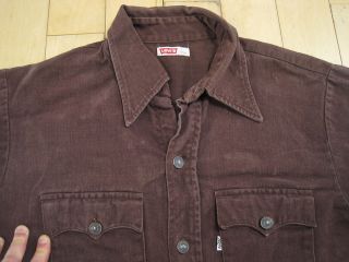 70s vtg LEVI ' S BIG E brown WORK SHIRT jacket LARGE 2