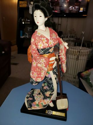 4 Vintage Japanese Yamaha Kyugetsu Geisha dolls Goten Mari Red Kimono 2
