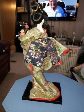 4 Vintage Japanese Yamaha Kyugetsu Geisha dolls Goten Mari Red Kimono 8