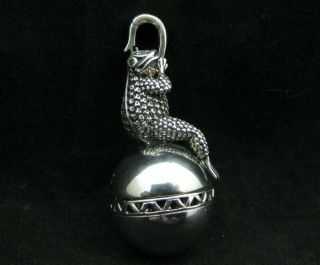 Rare Barry Kieselstein Cord Sterling Herman The Toad Frog On Ball Pendant