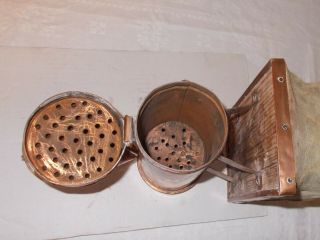 SWEDISH ANTIQUE / VINTAGE COPPER BEE HIVE BELLOWS SMOKER BEEKEEPING TOOL 3