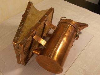 SWEDISH ANTIQUE / VINTAGE COPPER BEE HIVE BELLOWS SMOKER BEEKEEPING TOOL 6