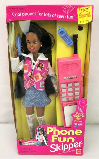 Phone Fun Skipper 1995 Mattel Barbie 14313 African American Aa Nib