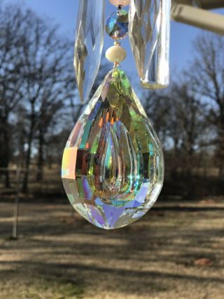 Pink Frost Crystal Vintage Glass Suncatcher Wind Chime