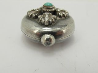 Vintage Sterling Silver 925 & Turquoise Lockable Pill Box Fob 6