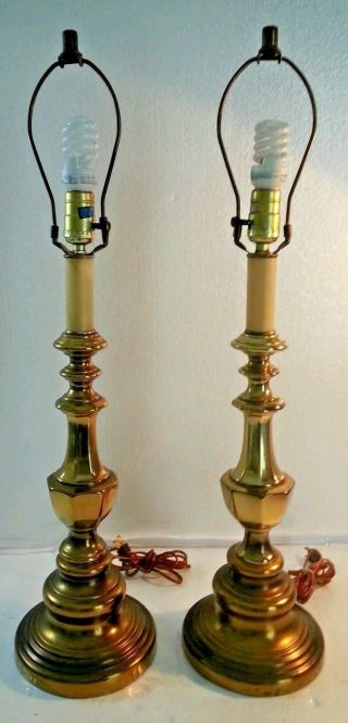 Stiffel Brass Lamps Vintage Pair Set Of 2 Mcm Mid Century Modern Hollywood