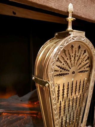 Vintage Gargoyle Fold Out Brass Fan Fireplace Screen Phoenix 3