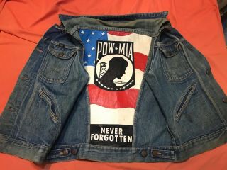 Vintage Motorcycle Club Vest Biker Denim Pow Painted Back