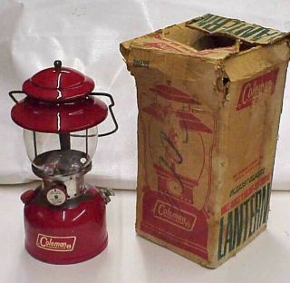 Vintage Coleman Lantern 200a Red Single Mantle Light (box)