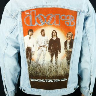 The Doors Denim Jacket Waiting For The Sun Jim Morrison Vtg Usa Blue Jean Large