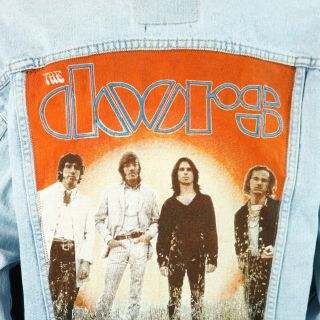 The Doors Denim Jacket Waiting for the Sun Jim Morrison VTG USA Blue Jean LARGE 3