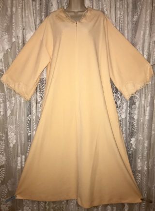 Vtg Rare Apricot Vanity Fair Hostess Peignoir Lounging Robe For Nightgown L Xl
