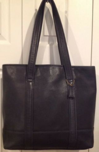Coach Vintage Large Black Leather Shoulder Brief Carryall Bag Shopper Tote 6509