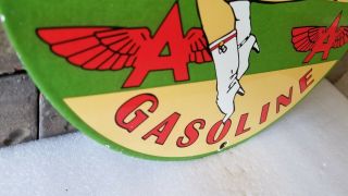 VINTAGE FLYING A GASOLINE PORCELAIN GAS AVIATION SERVICE STATION PINUP GIRL SIGN 8