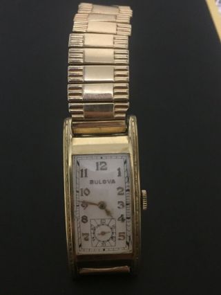 Vintage 1937 Bulova 10k Gold Filled Watch Curvex Very Rare 21 Jewels 7ap