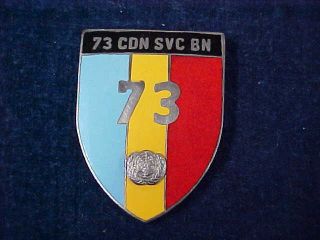 Orig Vintage " Un " United Nations Badge " 73 Canadian Service Battalion " T.  Bichay