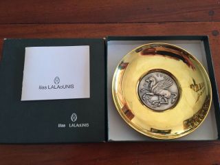 Ilias Lalaounis 925 Sterling Silver Bronze Greek Designer Small Plate Hammered
