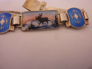 Vintage Silver and Guilloche Enamel Bracelet by David Andersen 3