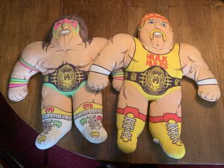 Vintage Tonka 22 " Plush Wrestling Buddies Ultimate Warrior & Hulk Hogan Wwe Wwf