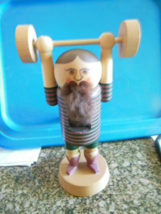 Vintage Wood Weight Lifter Nutcracker,  12 " Germany Rare