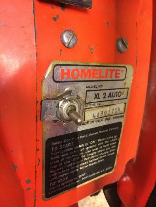 Vintage Homelite XL - 2 (XL2) Chainsaw 3/8 