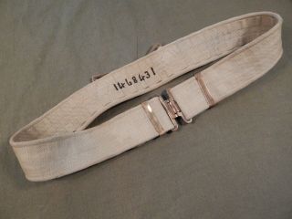 Wwii British Army Khaki Canvas Web Pistol Belt,  Dated 1945,  With Serial Number