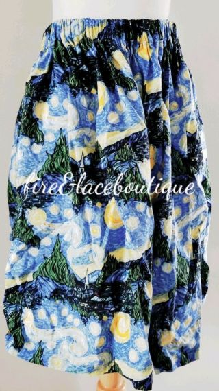 Vintage 50s 60s Inspired Modcloth Custom Van Gogh Starry Night Skirt Sz L Xl 1x