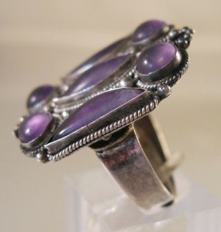 Vintage Oriental Chinese Cabochon Amethyst Sterling Silver Ring Adjustable 3