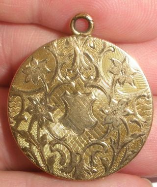 Antique Victorian Etched Locket Photo Pendant Chatelaine W.  G.  C