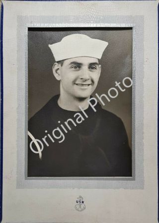 Ww2 Photo Us Navy Enlisted Sailor Portrait 5x7 In Frame