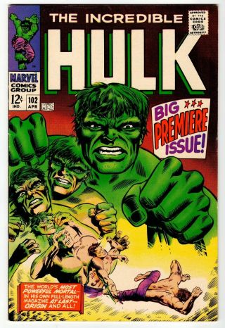 Hulk 102 - Vf,  1968 Marvel Vintage Comic