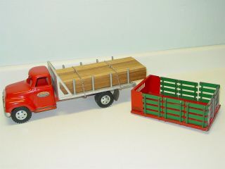 Vintage Tonka Lumber,  Stake Truck,  Pressed Steel Toy 1955,  Changeable Beds