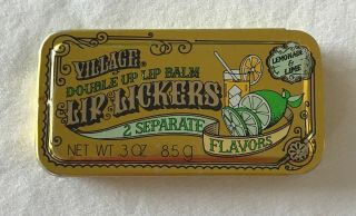 Vintage Village Lip Lickers Balm Lemonade Lime.  3 Oz Tin Near Full Double Up