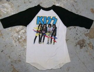 Vintage 1985 - 86 Kiss Asylum World Tour T Shirt 50/50 Usa Signal Xl No Makeup 80s