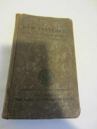 1943 Wwii Us Army Military Chaplain Catholic Pocket Testament Bible