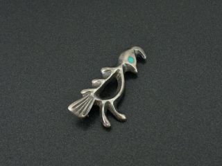Vintage Navajo Indian Sterling Silver Quail Turquoise Cast Pin Brooch