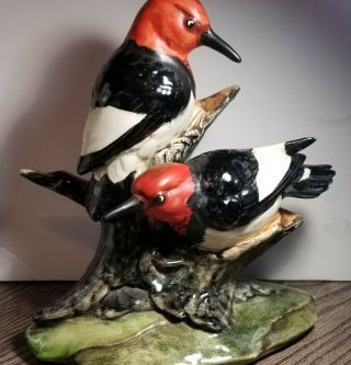 STANGL Pottery Birds Vintage - Signed Red Headed Woodpecker Bird Figurine 3752 2