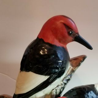 STANGL Pottery Birds Vintage - Signed Red Headed Woodpecker Bird Figurine 3752 3