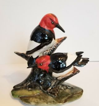 STANGL Pottery Birds Vintage - Signed Red Headed Woodpecker Bird Figurine 3752 4