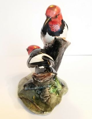 STANGL Pottery Birds Vintage - Signed Red Headed Woodpecker Bird Figurine 3752 5