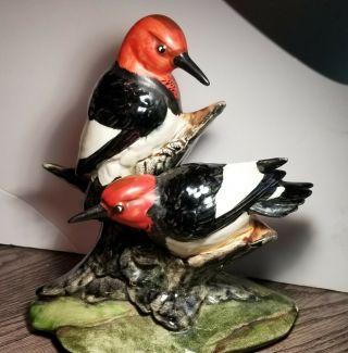 STANGL Pottery Birds Vintage - Signed Red Headed Woodpecker Bird Figurine 3752 7
