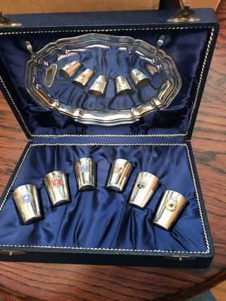 Vintage Boxed Set Of 6 German Shot Cups With Serving Tray