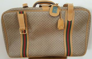 Authentic Vtg Rare Gucci Web Red Green Stripe Travel Suitcase Luggage 3