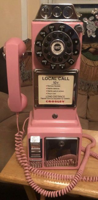 Rare Perfect Pink Color Retro 1950’s Vintage Mounted Pay Telephone/bank