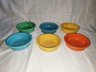 Vintage Fiesta Set Of 6 Nappy Fruit Bowl 5 1/2 " Fiestaware Four Colors