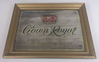Crown Royal Whisky Mirror Wood Frame Sign Bar Man Cave Vintage 19 " X15 " Rare